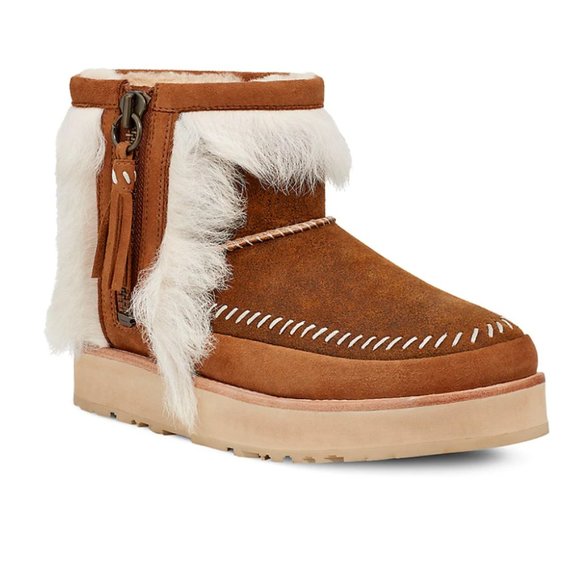 NWT UGG Fluff Punk Shearling & Leather Booties (Size 5) - Picture 3 of 10